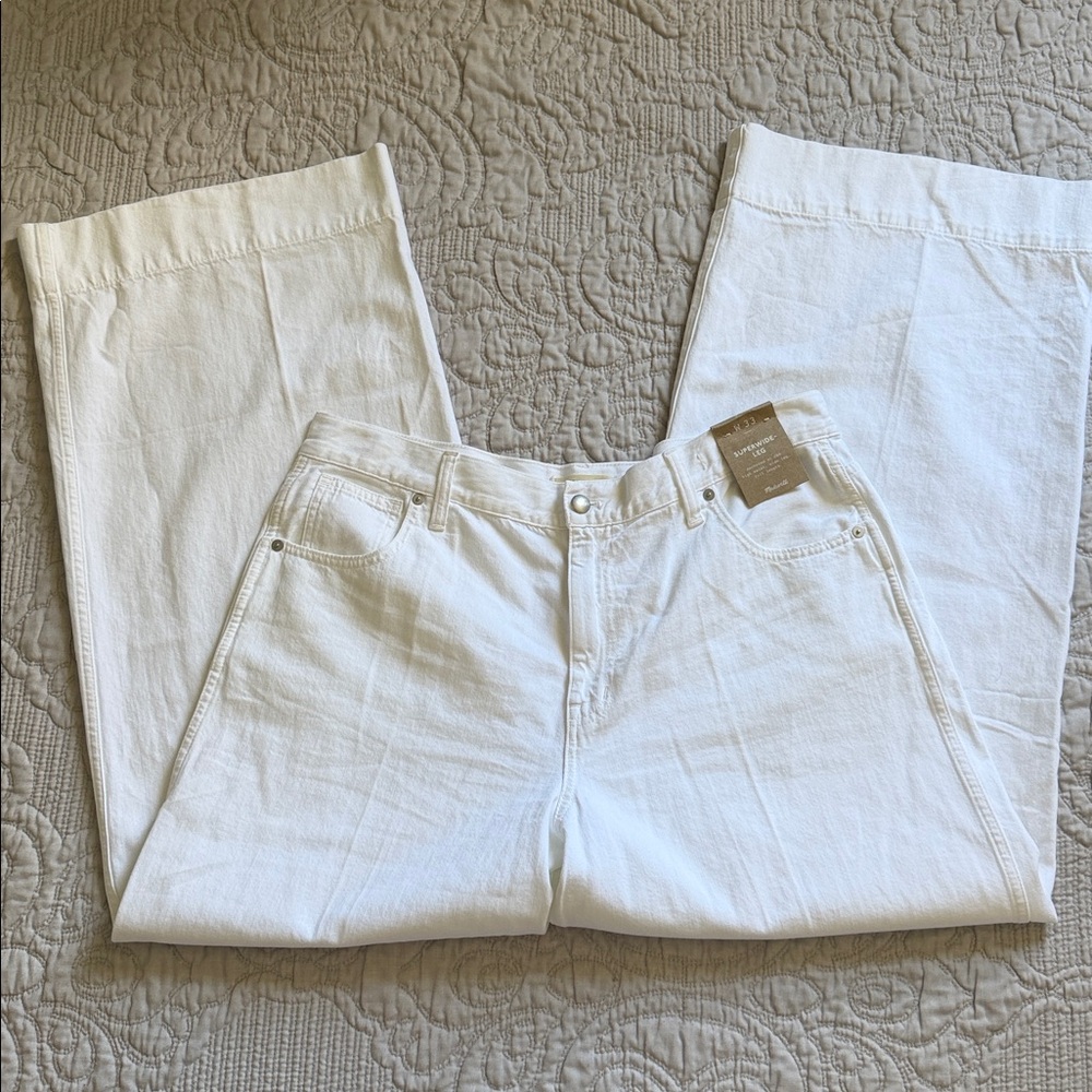 NWT Madewell Women’s Superwide Leg Jeans High Waist Tile White Size 33 - Picture 4 of 11